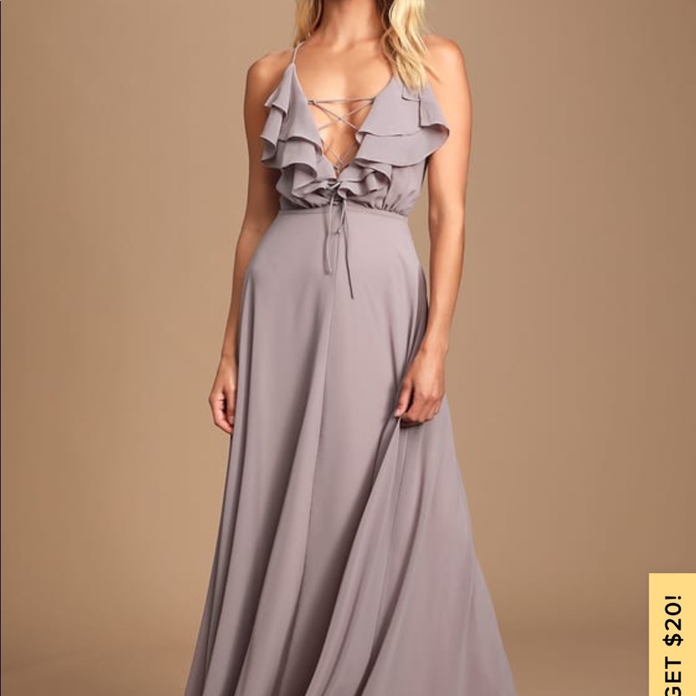 Lulus Meridith Dusty Lavender Ruffled Maxi Dress